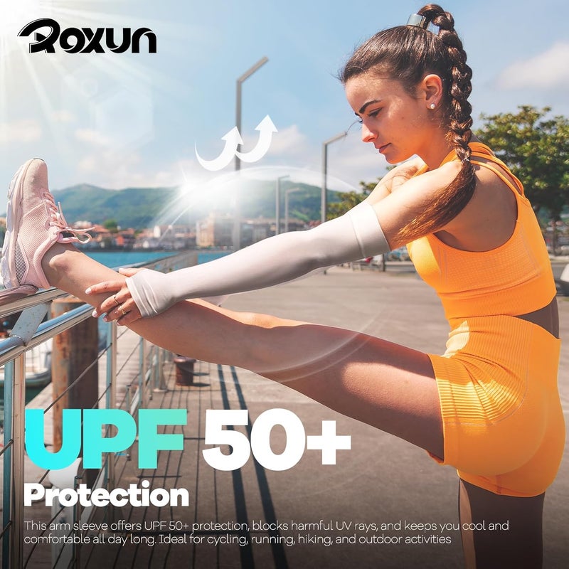 ROXUN Arm Sleeves with Thumb Hole, Cooling UV Protection Compression Tattoo Cover Up for Men/Women - Image 3